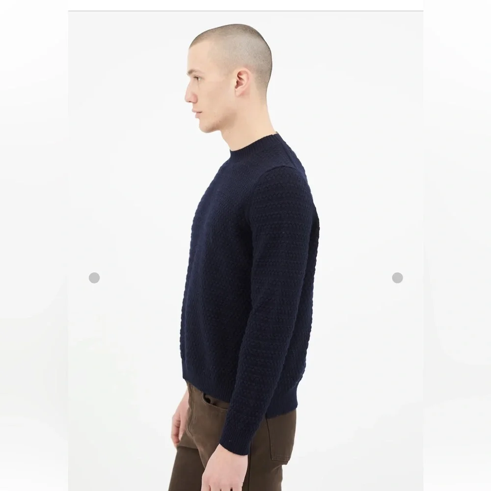Norse Projects 100% Wool Bera Bubble Textured Navy Sweater Men’s XS - Picture 3 of 7
